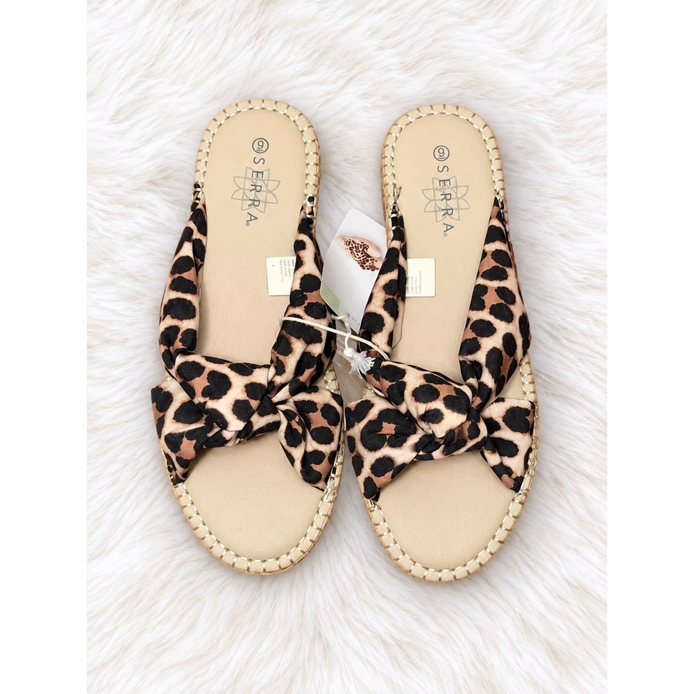 Serra Womens Animal Print Leopard Knot Bow Espadrille Slide Sandals Size 9 NWT